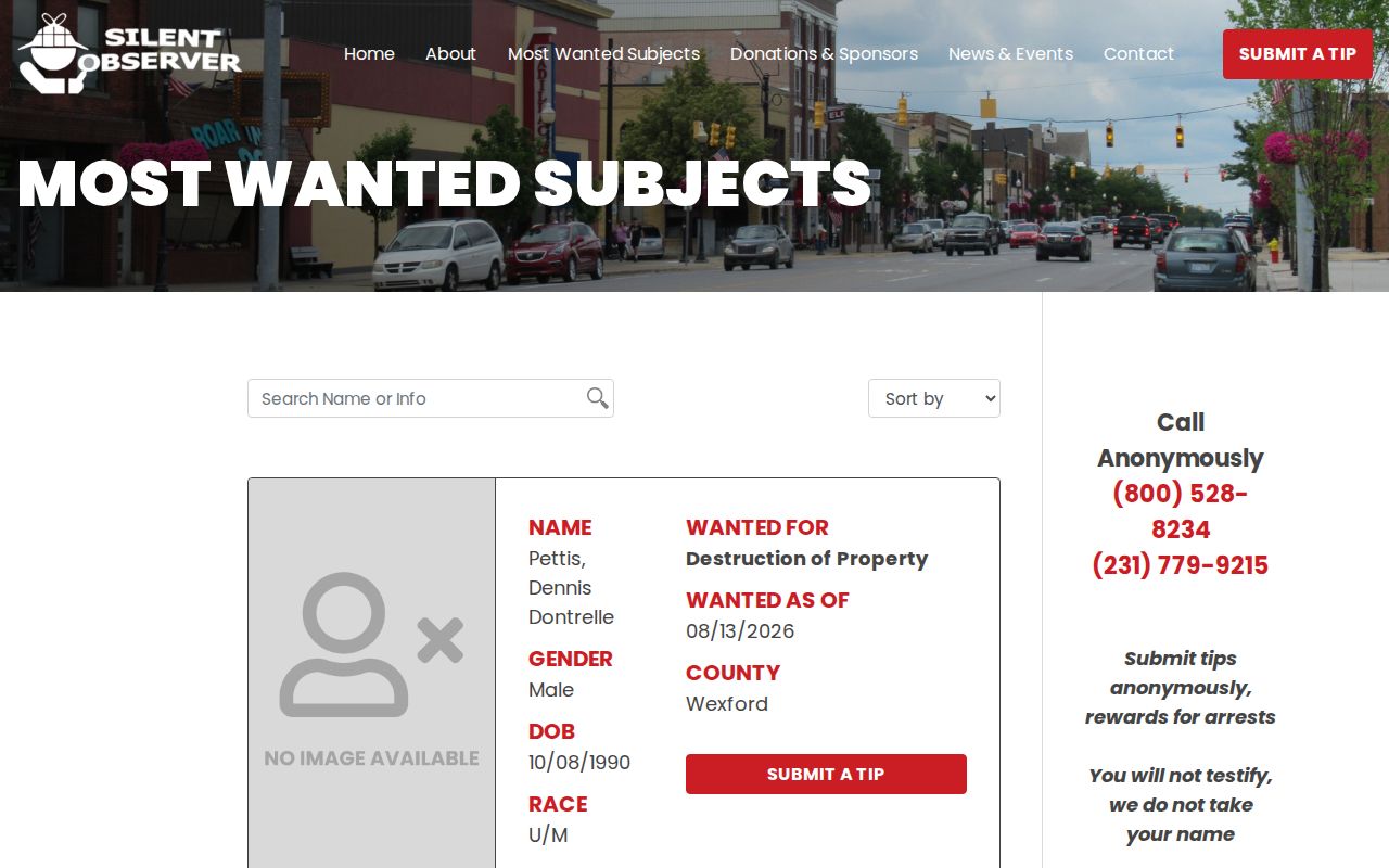 Missaukee County regional most wanted record source
